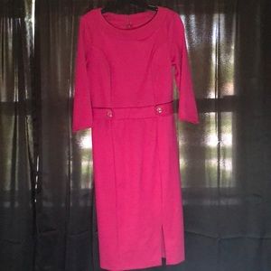 A pink midi dress